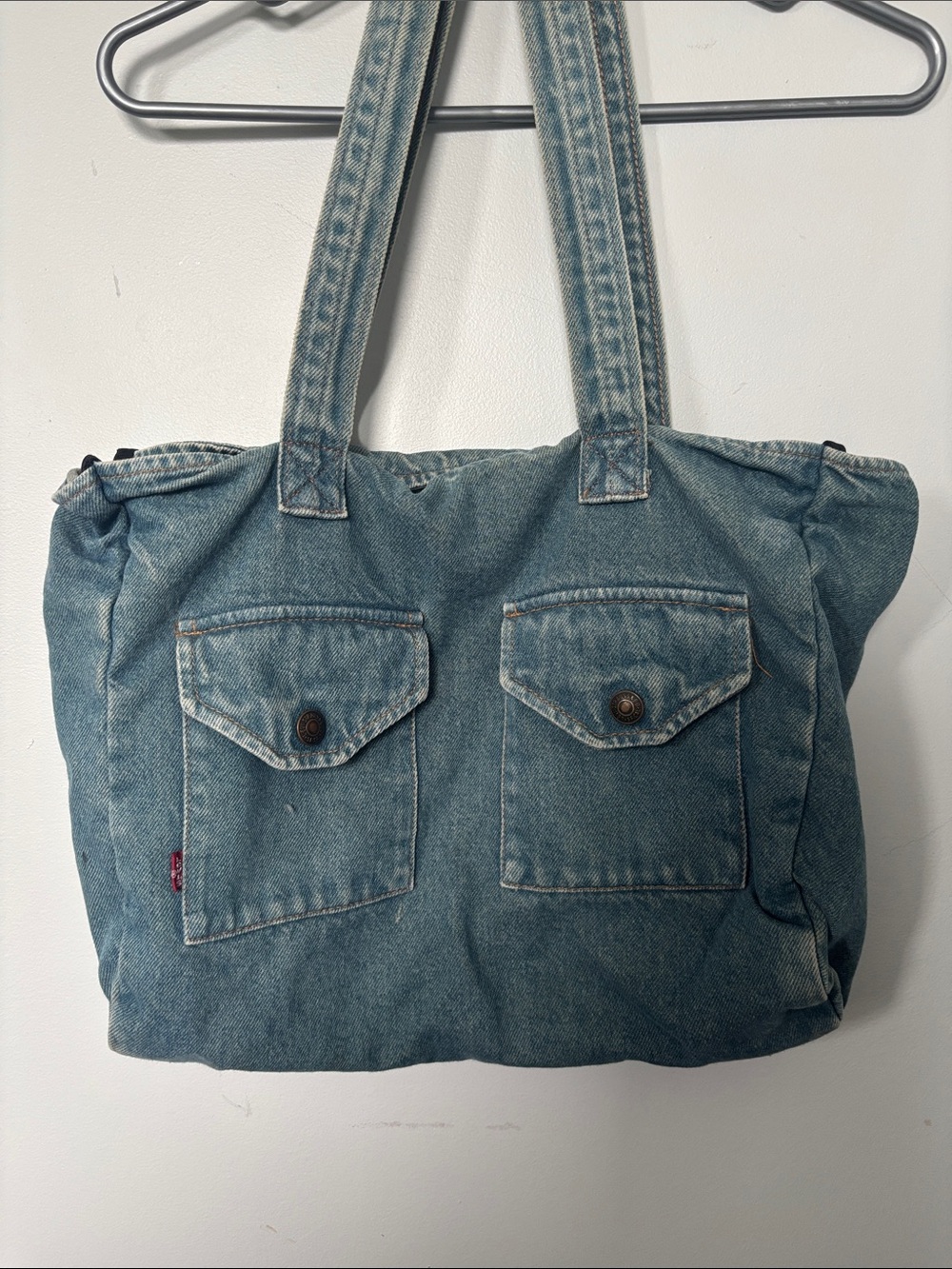 Levi's Light Blue Denim Tote with Front Flap Pockets